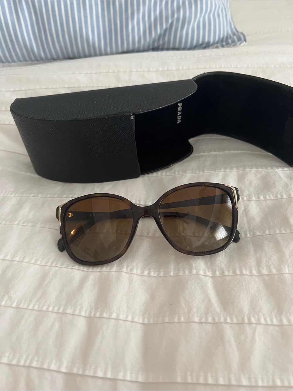 Prada Brown Gradient Women's Sunglasses with Gold Accents